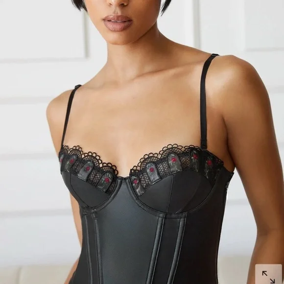 Savage X Fenty Black Caviar Renaissance Rose Corset Dress XL, NWOT - Picture 6 of 12